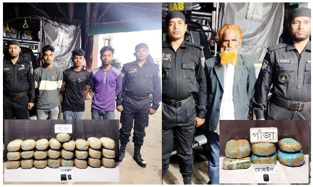 কুমিল্লায় ৬১ কেজি গাঁজা’সহ ৪ মাদক ব্যবসায়ী গ্রেফতার